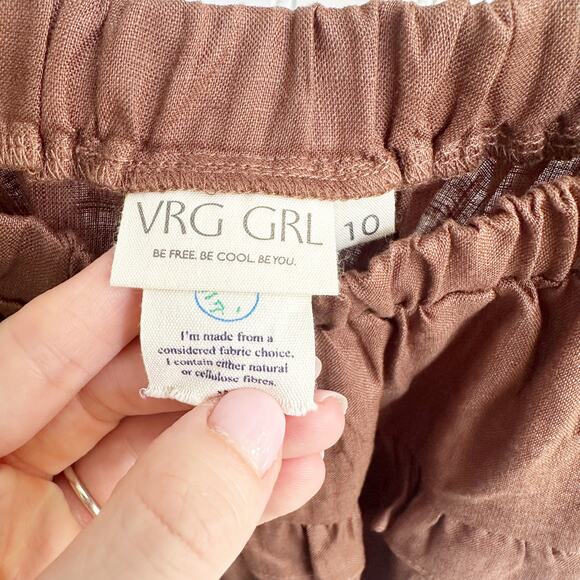 VRG GRL Rossana Linen Maxi Dress Chocolate Brown Sleeveless Size 10 NWT - Picture 6 of 8